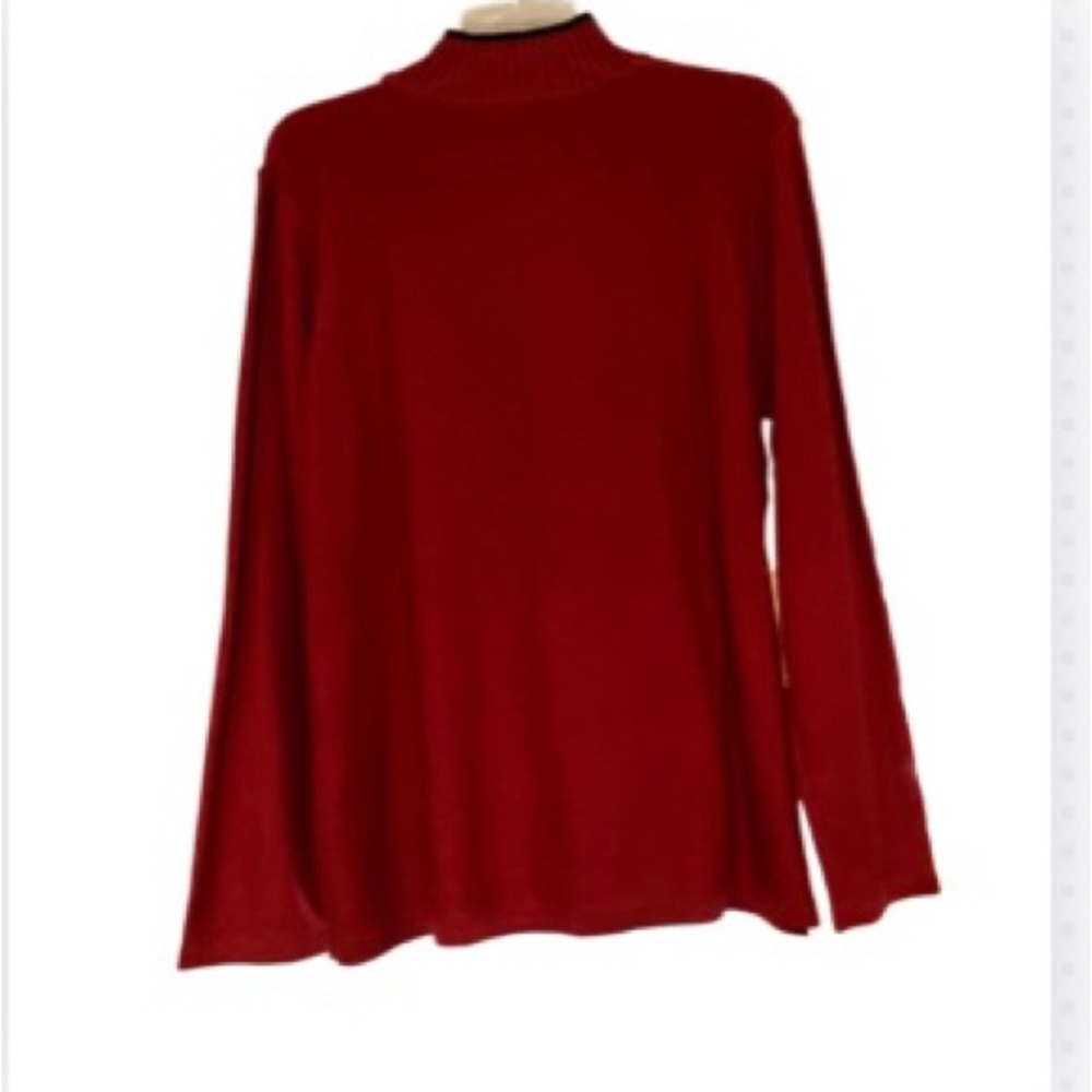 NWT Vintage Merry and Bright Red Christmas Sweater With Black Trim Size Large - Picture 10 of 16
